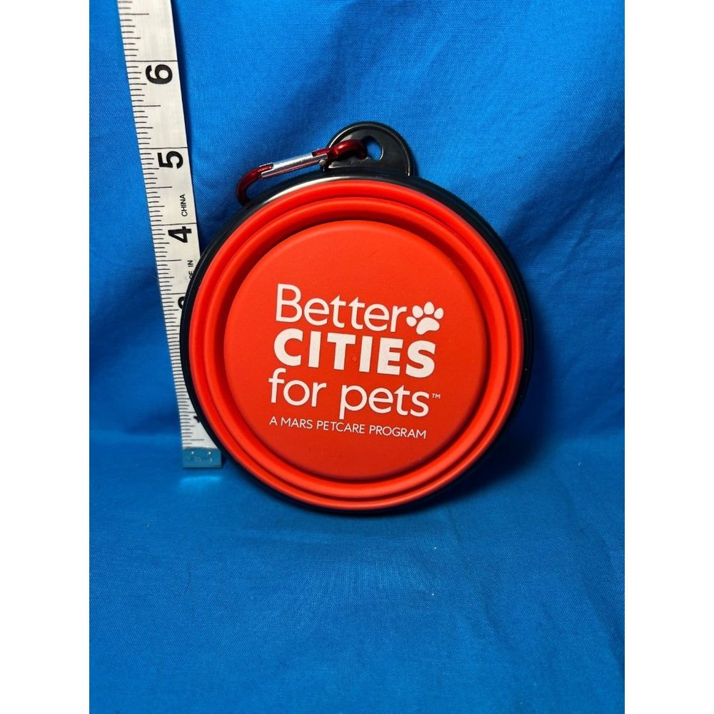 Small Travel Pet Water Food Bowl Dish Red Collapsable